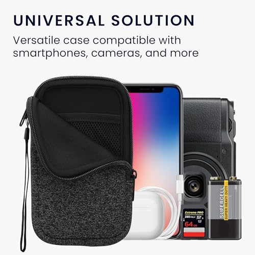 kwmobile Universal Phone Pouch Size L - 6.5" - Neoprene Smartphone Pouch with Zip - Water-Repellent Mobile Phone Case - Sleeve in Anthracite/White - color: anthracite / white, size: L - 6.5"