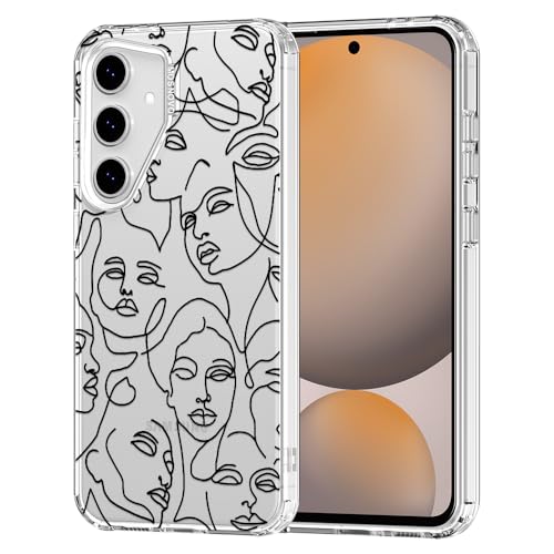 MOSNOVO Case for Samsung Galaxy S24 FE, [Buffertech 6.6ft Military-Grade Drop Protection] [Anti Peel Off Tech] Clear TPU Bumper Phone Case Cover Design - Abstract Face Line Art - color: Clear - Abstract Face Line Art, size: Samsung Galaxy S24 FE
