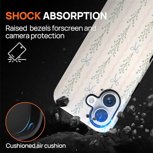 Magnetic for iPhone 17 Case,[Compatible with Magsafe] Dual Layer Protective Heavy Duty Shockproof Rugged Drop Protection Bumper Hybrid Case - Blue Bow Stripes - color: Blue Bow Stripes, size: iPhone 17