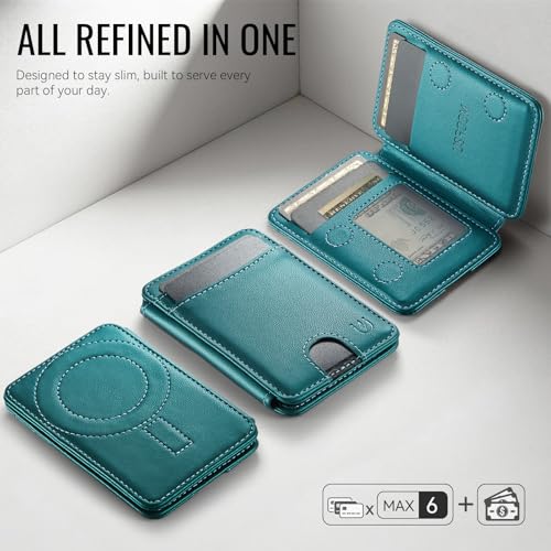 for Magsafe Wallet Magnetic RFID Blocking Card Holders, Bluish Green - color: Bluish Green