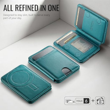 for Magsafe Wallet Magnetic RFID Blocking Card Holders, Bluish Green - color: Bluish Green