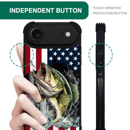 case for iPhone 17 Air,Compatible with Magsafe,All-Round Protection Shockproof Anti-Scratches TPU Case Cover-Vital Bass Fish American Flag - color: Vital bass fish American flag, size: IPhone 17 Air