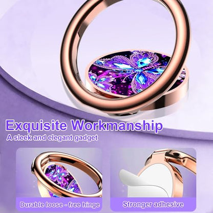 Magnetic Phone Ring Holder for MagSafe Grip,[Super Magnet],Stylish 360° Rotation Cell Phone Grip Stand Finger Ring Kickstand for iPhone 17 16 15 14 Pro Max,iPad and Smartphones,Butterfly - color: Butterfly