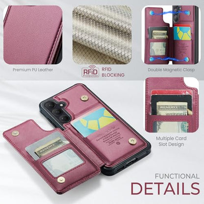 Kowauri for Samsung Galaxy S26 Case, PU Leather Wallet Case for Women Men with RFID Blocking Card Holder Slot Magnetic Closure Shockproof Protective Phone Cover for Samsung Galaxy S26 (Red) - color: Red