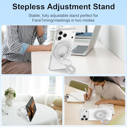 for Magsafe Magnetic Phone Ring Grip Adjustable Kickstand for iPhone 17 Air - color: White