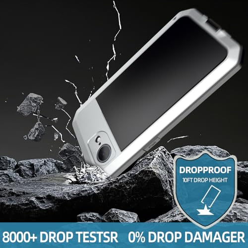 for iPhone 16E Metal Case,Heavy Duty Shockproof Aluminum Alloy Tough Armour Military Grade Phone Case for iPhone 17E,Full Body Protective Cover with Silicone Built-in Screen Protector-Silver - color: Silver
