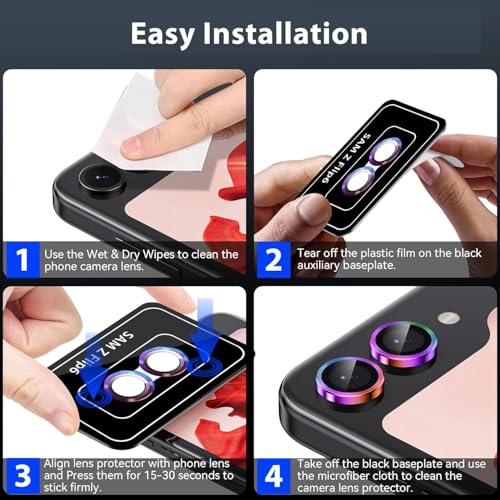 2-Pack Camera Lens Protectors for Galaxy Z Flip7, Glitter Bling Sparkly Camera Cover with Aluminum Edging,Individual Metal Lens Cover [Case Friendly],Bling Gold - color: Bling Gold