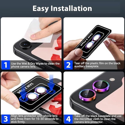 2-Pack Camera Lens Protectors for Galaxy Z Flip7, Glitter Bling Sparkly Camera Cover with Aluminum Edging,Individual Metal Lens Cover [Case Friendly],Bling Gold - color: Bling Gold