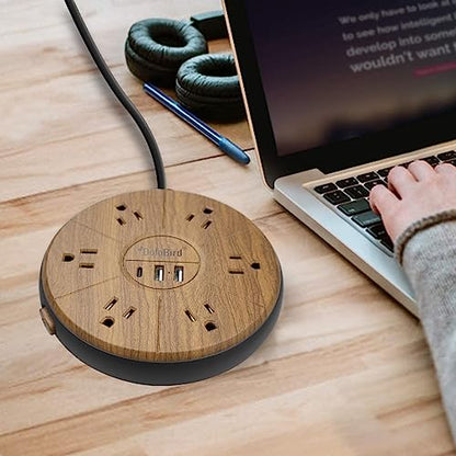 Power Strip Surge Protector 6 AC outlets with USB and USB-C PD 20W Fast Charging 15A 1875W high Power Output Widely Spaced Multi outlets Circuit Breaker Safeguard for Home,Office, Dorm Room - color: Light Wood Grain USB-C