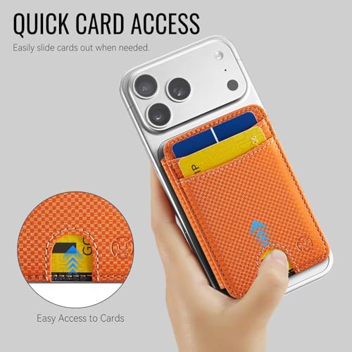 WJX MagSafe Magnetic Phone Wallet, RFID Slim 6 Card Holder with Cash Slot & Clear ID Window, Mini Gift‑Ready Wallet for Google/Samsung/iPhone 17/16/15/14/13/12 Series,Vanilla Orange - color: B-Vanilla orange