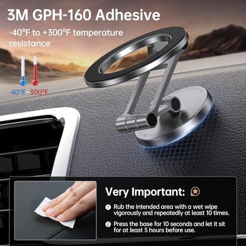 Syncwire Fits MagSafe Car Mount Magnetic Phone Holder for Dash and Tesla - color: Titanium Silver