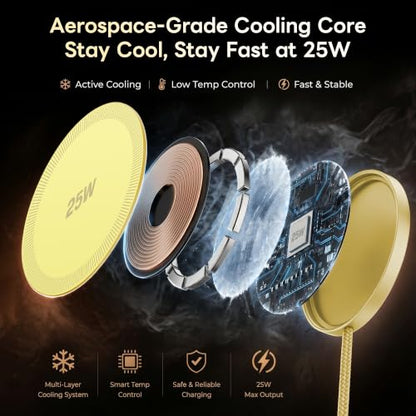 MagSafe 25W Magnetic Wireless Charger Fast Charging Pad for iPhone - color: Light Yellow