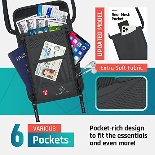 Neck Wallet, Travel Pouch For Passport Holder And Documents, Travel Neck Wallet For Traveling Women - color: Grey