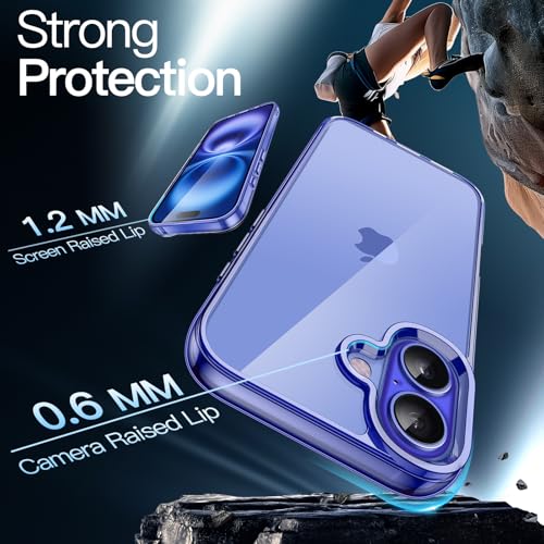 JETech Case ONLY for iPhone 16 Plus 6.7-Inch, Non-Yellowing Shockproof Phone Bumper Cover, Anti-Scratch Clear Back (Ultramarine) - color: Ultramarine, size: iPhone 16 Plus