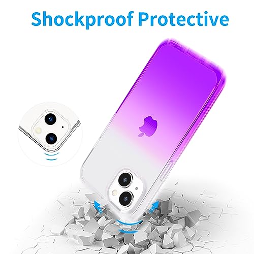 JJGoo Compatible with iPhone 14 Case Clear, Soft Shockproof Protective Slim Thin Phone Bumper Cover Transparent Phone Case, Gradient Purple - color: Gradient Purple