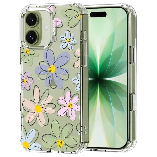 MOSNOVO for iPhone 17 Case | Military Grade 6.6ft Drop Tested | Camera Control | Clear with Linear Blooms Design - color: Clear - Linear Blooms, size: iPhone 17