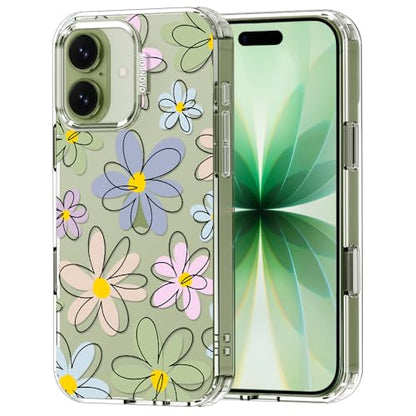 MOSNOVO for iPhone 17 Case | Military Grade 6.6ft Drop Tested | Camera Control | Clear with Linear Blooms Design - color: Clear - Linear Blooms, size: iPhone 17