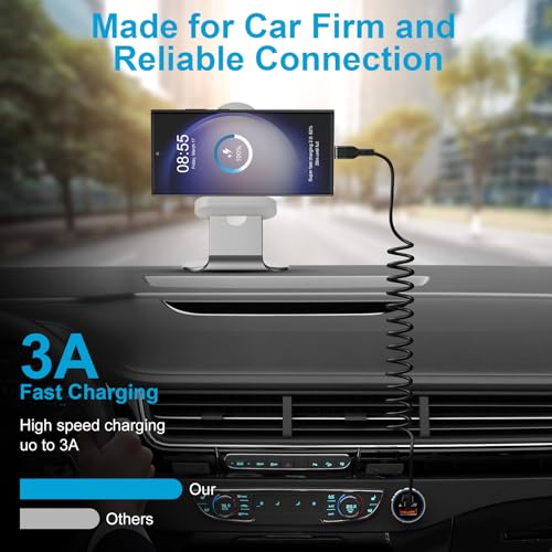Retractable USB C Cable, 2Pack 3ft Coiled USB-C to USB C Cable for Samsung - color: Black, size: 3FT