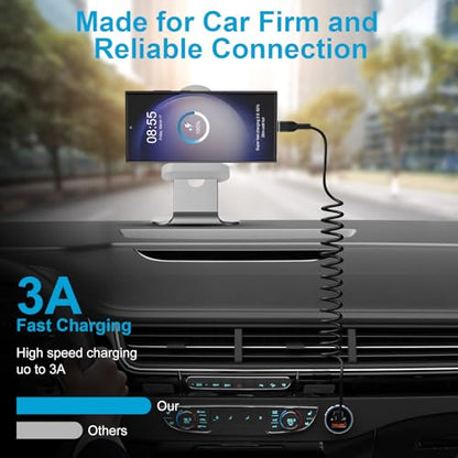 Retractable USB C Cable, 2Pack 3ft Coiled USB-C to USB C Cable for Samsung - color: Black, size: 3FT