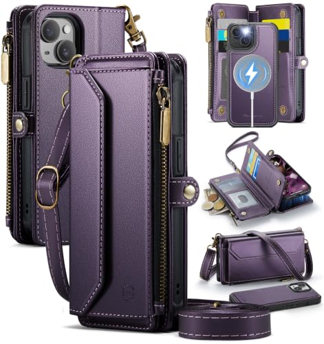 Strapurs for iPhone 15 Plus Magnetic Detachable Wallet Case, Purple - color: (Detachable with Magsafe)-Purple, size: iPhone 15 Plus - 6.7"