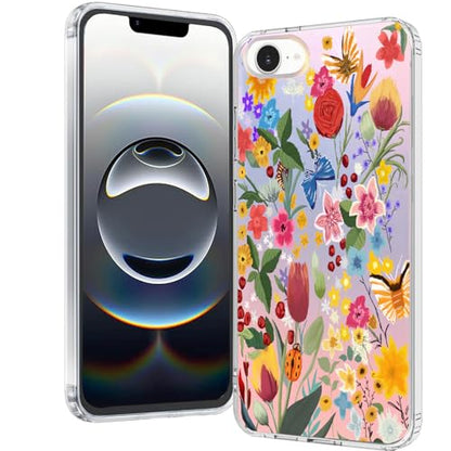 for iPhone 17e & 16e Case: Slim Clear Matte Cute Flowers Floral Design for Girls Women Military Grade Drop Protection TPU Bumper Shockproof Silicone Phone Cover (Garden Rose) - color: Wild Flower