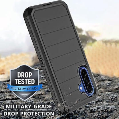 for Samsung Galaxy A17 Case with Belt Clip Holster & Kickstand, Heavy Duty 3-Layer Military Grade Rugged Full Body Protection Cover Case for Galaxy A17 5G (Black) - color: Black