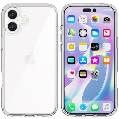TENOC Phone Case Compatible with iPhone 16 Plus, Clear Case Anti-Yellowing Protective Bumper Hard Back Cover for 6.7 Inch - color: Clear Anti-Yellowing, size: iPhone 16 Plus