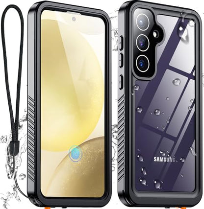 SPIDERCASE for Samsung Galaxy S24 Case Waterproof, Built-in Screen & Camera Protection [12FT Military Shockproof] IP68 Full-Body Anti-Scratched Cell Phone Sleeves for Galaxy S24, Black
