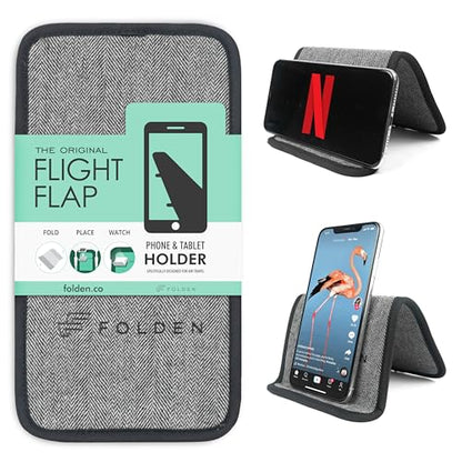 Flight Flap Airplane Phone Holder - Foldable Phone Stand for Plane Travel - color: Tweed, size: Large