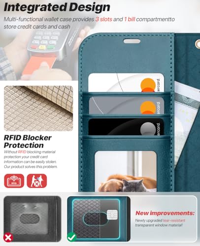 OCASE for iPhone 17 Pro Detachable Wallet Case with Card Holder, 2 in 1 PU Leather Flip Folio with RFID Blocking Stand Wrist Strap Shockproof Phone Cover 6.3 Inch 2025, Peacock Blue - color: Peacock Blue, size: iPhone 17 Pro