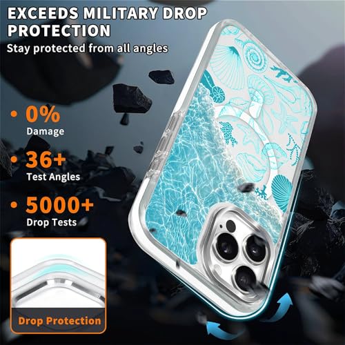 VisEnt Clear Case for iPhone 15 ProMax, Magnetic Phone Case, Transparent Slim Cover, Military Grade Protection, Shockproof, Anti-Yellowing, Scratch Resistant, Ocean Wave Shell - color: Ocean Wave Shell, size: Iphone 15 Pro Max