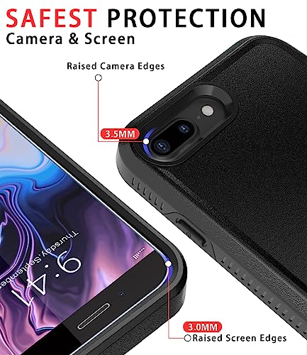 Diverbox Case for iPhone 8 Plus & 7 Plus - Tempered Glass Screen Protector, Shockproof & Dropproof Heavy Duty Protection (Black) - color: Black-2in1