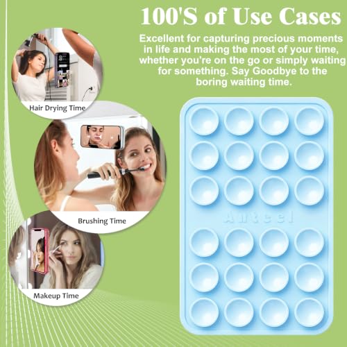 PKYAA Anteel Max - Silicone Suction Phone Case Adhesive Mount, Upgraded Super Strong Grip, Durable, Easy to Use, Hands-Free Sticky Phone Holder for Selfies, Tiktok Videos, 2.56"x3.94" (LPK&WHT) - color: LPK&WHT