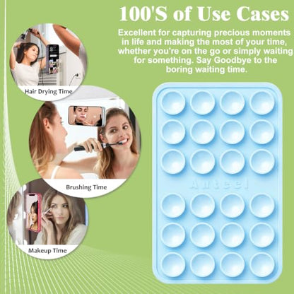 PKYAA Anteel Max - Silicone Suction Phone Case Adhesive Mount, Upgraded Super Strong Grip, Durable, Easy to Use, Hands-Free Sticky Phone Holder for Selfies, Tiktok Videos, 2.56"x3.94" (LPK&WHT) - color: LPK&WHT
