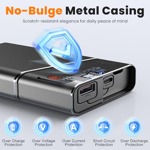 Aaoyun Portable Charger Power Bank, 20000mAh 22.5W PD Super Fast Charging Powerbank with Built-in USB C in&Out Cable, External Phone Battery Pack for iPhone 17/16/15 iPad Samsung S24 Android etc