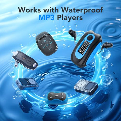 AGPTEK IPX8 Waterproof in-Ear Earphones, Coiled Cable Swimming Earbuds