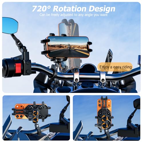 LOKTENWO Anti-Theft Motorcycle Phone Mount Holder with Vibration Dampener