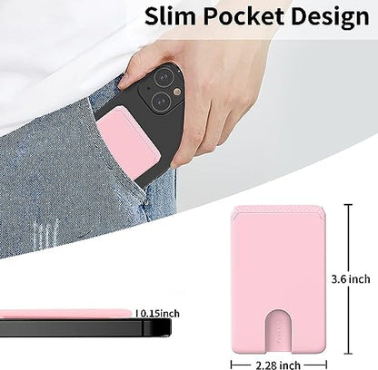 Senose 4 Pack Phone Card Holder Stick On Credit Phone Wallet - color: Pink+White+Black+Grey
