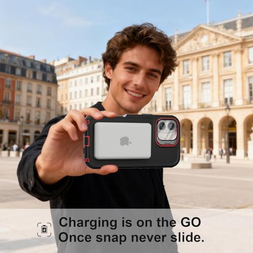 Follaroma for iPhone 16 Case with Magnetic,Heavy Duty Case,6.1'',Black-red - color: Black-red, size: iPhone 16 6.1''