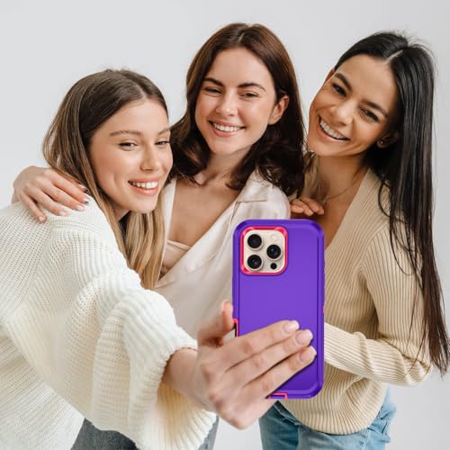 for iPhone 16 Pro Max Case Heavy Duty Protective Shockproof Dropproof 3-Layer Full Body Protection [Without Screen Protector] Tough Rugged Cover for iPhone 16 Pro Max 6.9",Navy Purple/Pink - color: Navy Purple/Pink