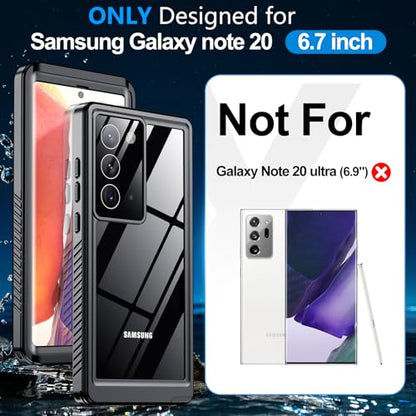 xiwxi for Samsung Galaxy Note 20 Case Waterproof,[IPX8 Underwater Case][Full Body Shockproof & Military Dropproof] Clear Sound Quality Built-in Screen Protector for Samsung Note 20 6.7 inch-Black - size: For Samsung Note 20-6.7"