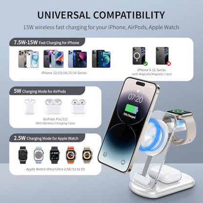2026 Traveling Wireless Mag-Safe Fast Charging Station - color: White