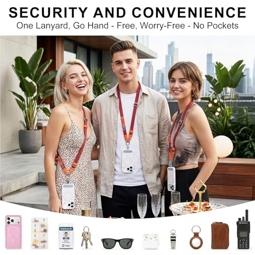 Phone Lanyard Crossbody, Adjustable Ergonomic Shoulder Phone Strap - color: Red