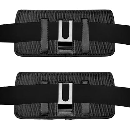Nylon Cell Phone Holster for Cricket Vision Plus, Icon 2, Influence, Google Pixel 5a, 6, 6a, LG Harmony 4 G7 G8 K40 K22 - Horizontal Case Canvas Waist Carrying Pouch with Belt Clip/Loops, Black - size: Medium
