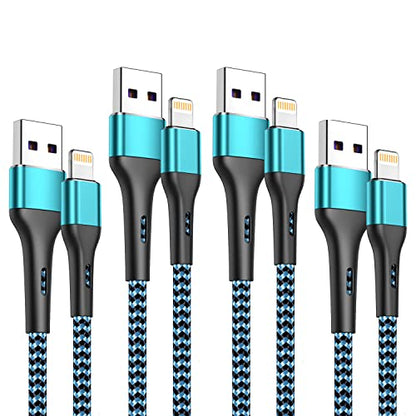 iPhone Charger 4Pack 7inch, [Apple MFi Certified] Short Lightning Cable 7inch, iPhone Charging Cord Fast Charging Cable for iPhone 13 12 Pro Max Mini 11 Pro XS XR X 10 8 7 Plus 6s 6 SE iPad iPod-Blue