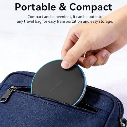 15W Qi-Certified Wireless Charging Pad, Fast Charger for iPhone & Samsung, Case-Friendly