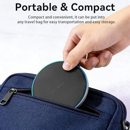 15W Qi-Certified Wireless Charging Pad, Fast Charger for iPhone & Samsung, Case-Friendly