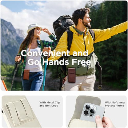 for Phone Pouch Holster Belt Case, Premium Leather Pouch with Belt Clip Phone Holster Belt Case (White, Large) - color: White, size: Large