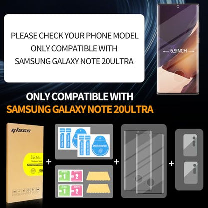 2 Pack Tempered Glass Screen Protector Applicable for Samsung Galaxy Note 20 Ultra 6.9 inch 2 Pack HD Camera Lens Protector, HD Clear Scratch Resistant Suitable - color: Note 20 Ultra