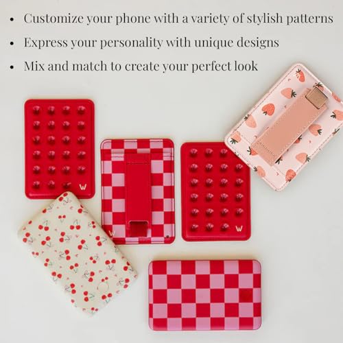 Walli Cases Magnetic Wallet, Slim Card Holder, Kickstand Finger Strap - color: Berry Bliss
